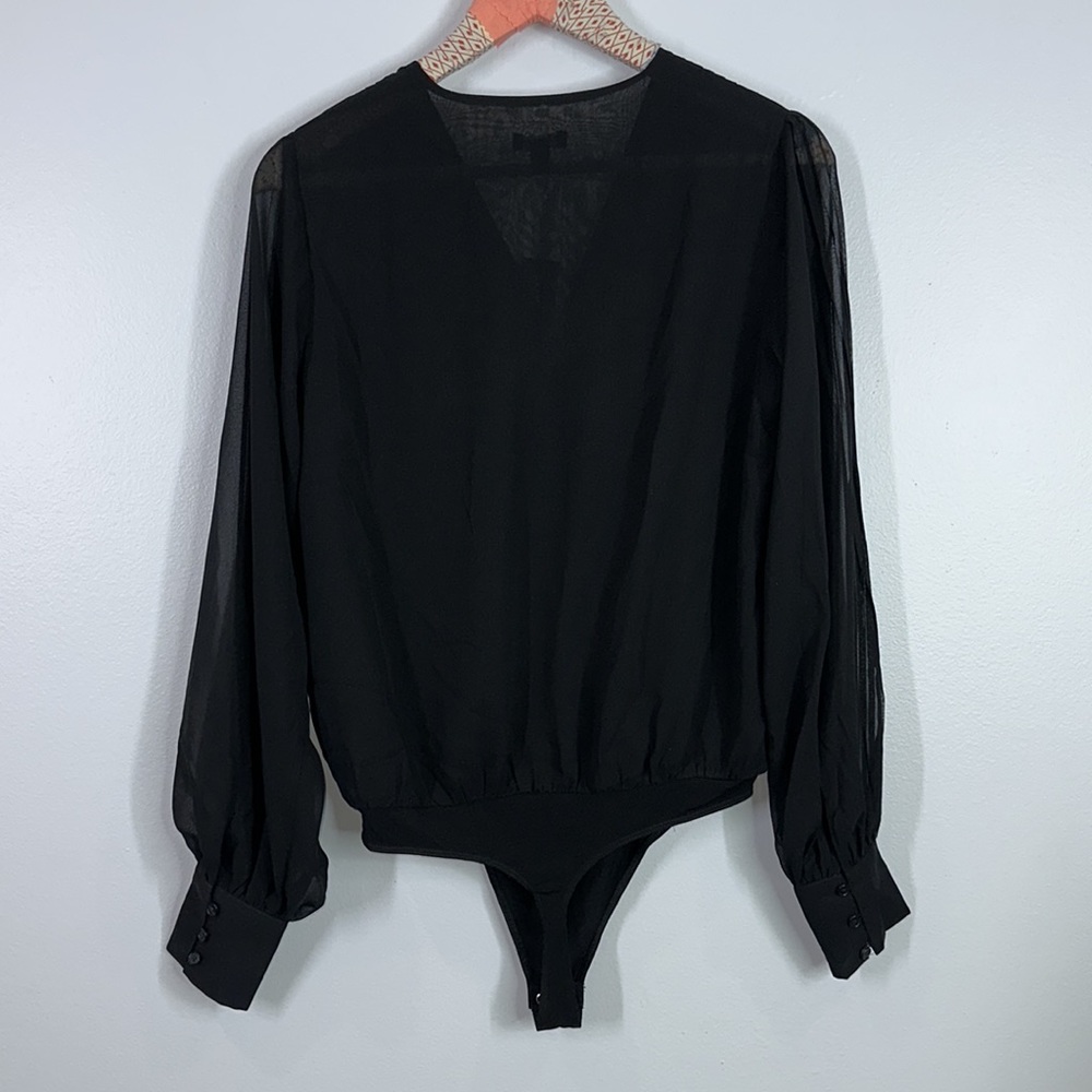 Express Black Long Sleeve Surplice Bodysuit - Picture 5 of 7